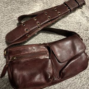 Free People Wade Leather Sling Bag, Cognac